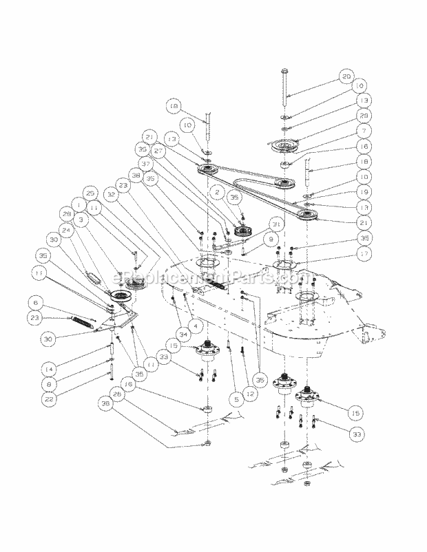 Deck Spindle Assembly 60-Inch Diagram and Parts List for S6031-KW 53AI8DU6050-31HP Cub Cadet Lawn Tractor